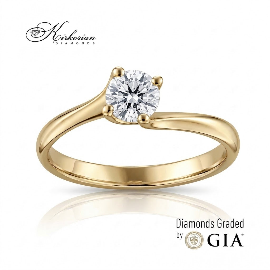 Класически годежен пръстен G294 с естествен диамант 0.40 ct и четиризъбен захват