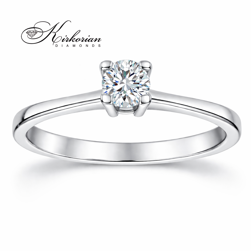 годежен пръстен с диамант 0.15 ct бяло злато 14K класически модел G343