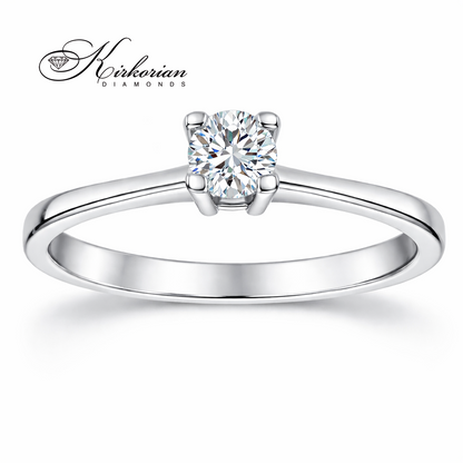 годежен пръстен с диамант 0.15 ct бяло злато 14K класически модел G343