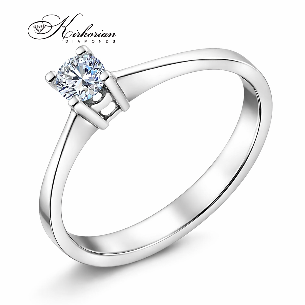 годежен пръстен solitaire с диамант 0.15 ct бяло злато 14K модел G343