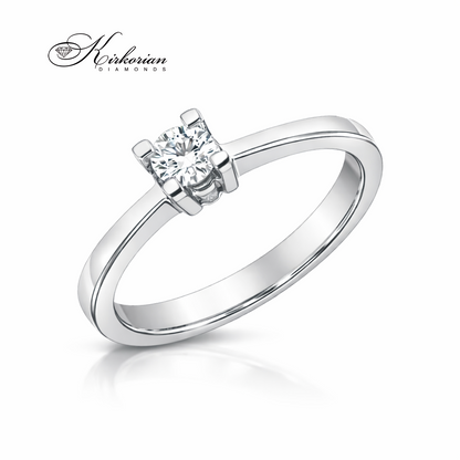 годежен пръстен бяло злато 14K с диамант 0.14 ct класически солитер модел G360 Kirkorian Diamonds