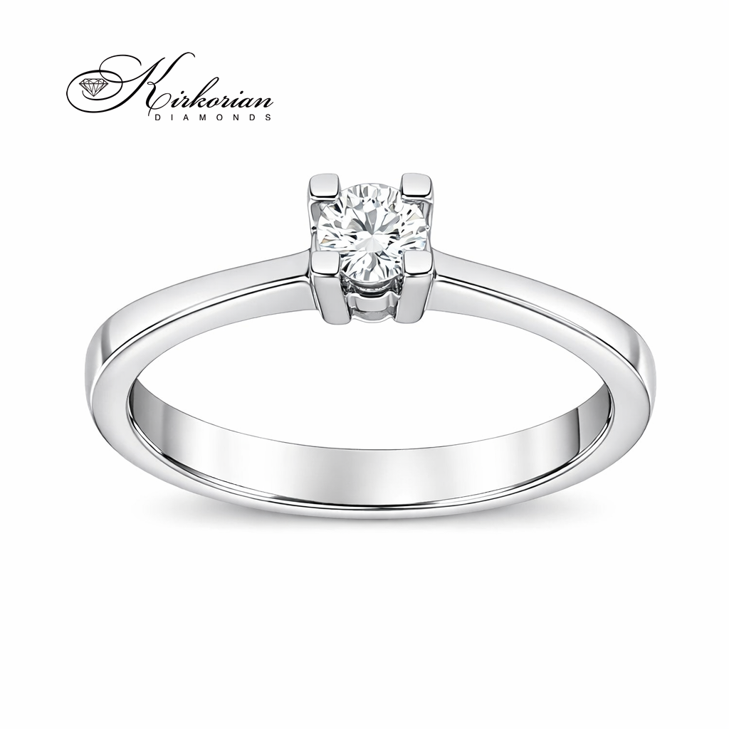 елегантен годежен пръстен с диамант 0.14 ct бяло злато 14K минималистичен дизайн модел G360