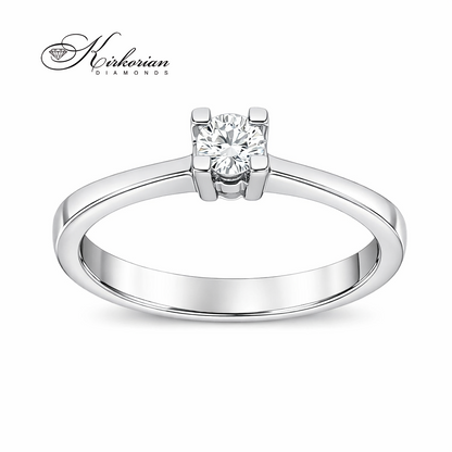 елегантен годежен пръстен с диамант 0.14 ct бяло злато 14K минималистичен дизайн модел G360