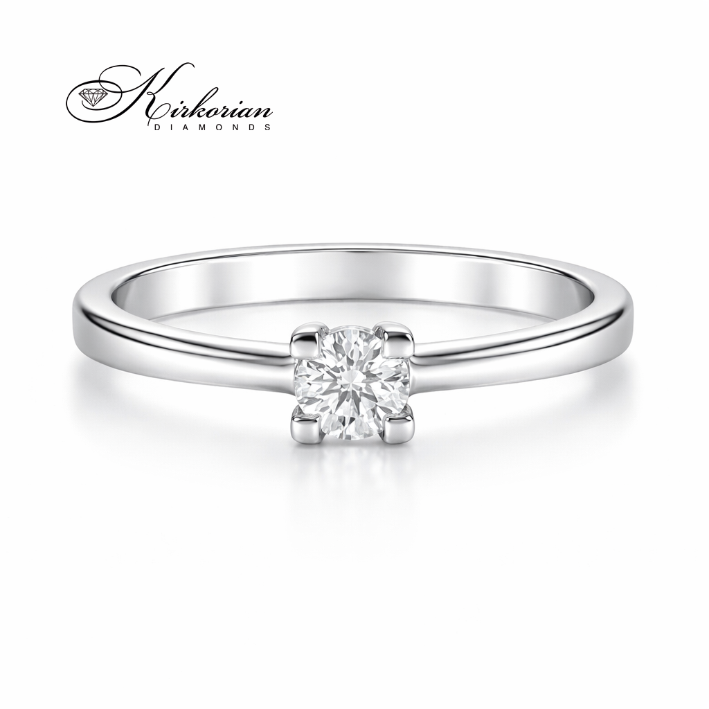 класически годежен пръстен бяло или жълто злато 14K с диамант 0.14 ct модел G360