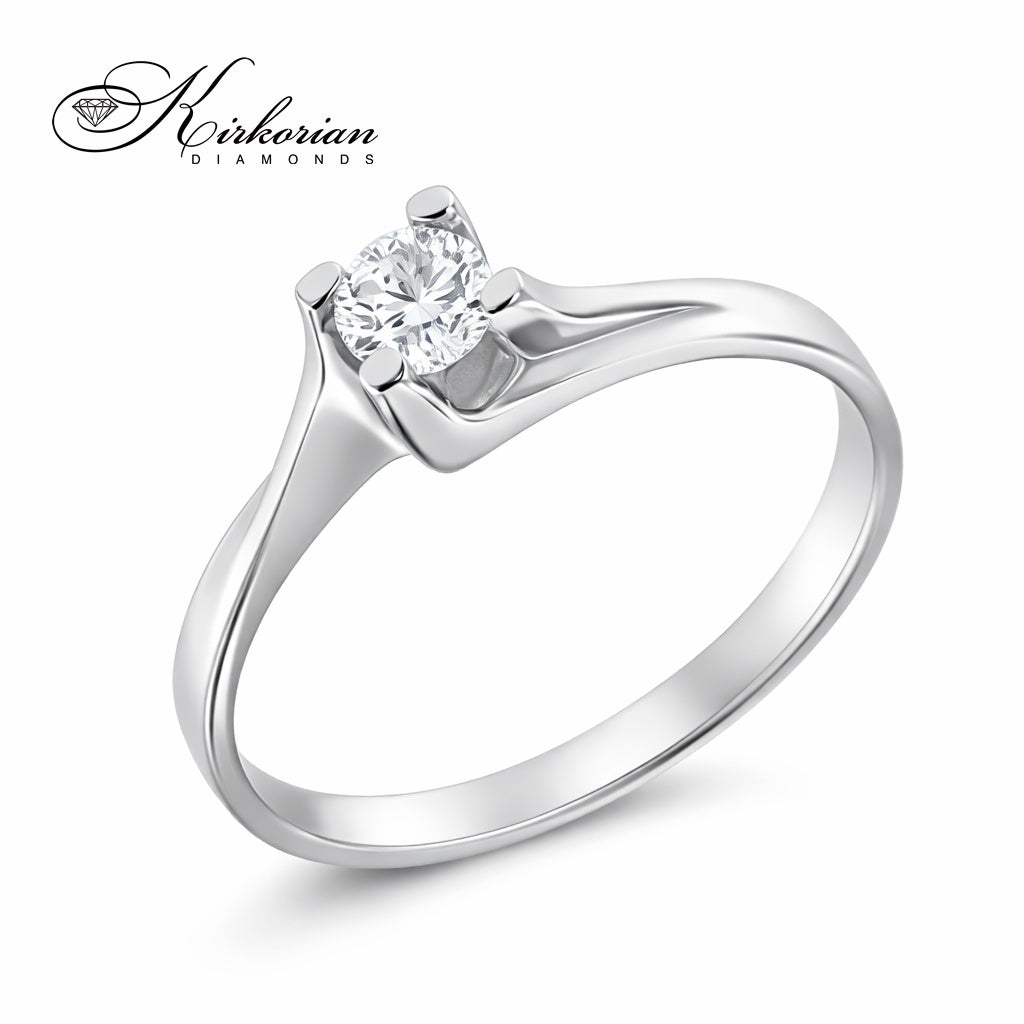 Годежен пръстен с диамант 0.17 ct VS2 от бяло или жълто злато 14К – модел с фин дизайн и KD сертификат