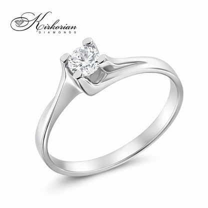 Годежен пръстен с диамант 0.17 ct VS2 от бяло или жълто злато 14К – модел с фин дизайн и KD сертификат