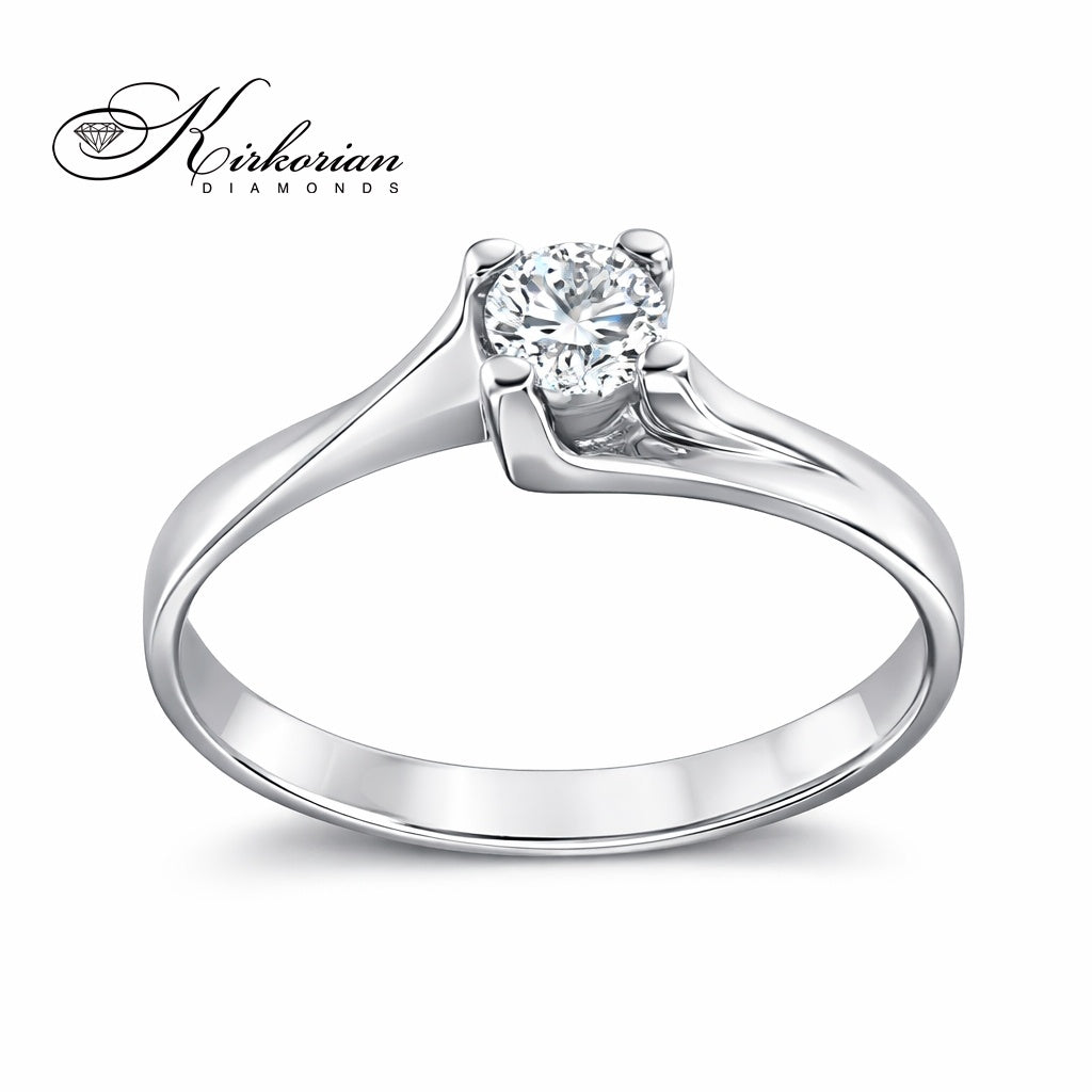 Годежен пръстен с диамант 0.17 ct VS2 от бяло или жълто злато 14К – модел с фин дизайн и KD сертификат