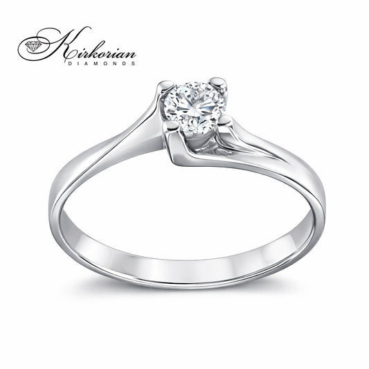 Годежен пръстен с диамант 0.17 ct VS2 от бяло или жълто злато 14К – модел с фин дизайн и KD сертификат