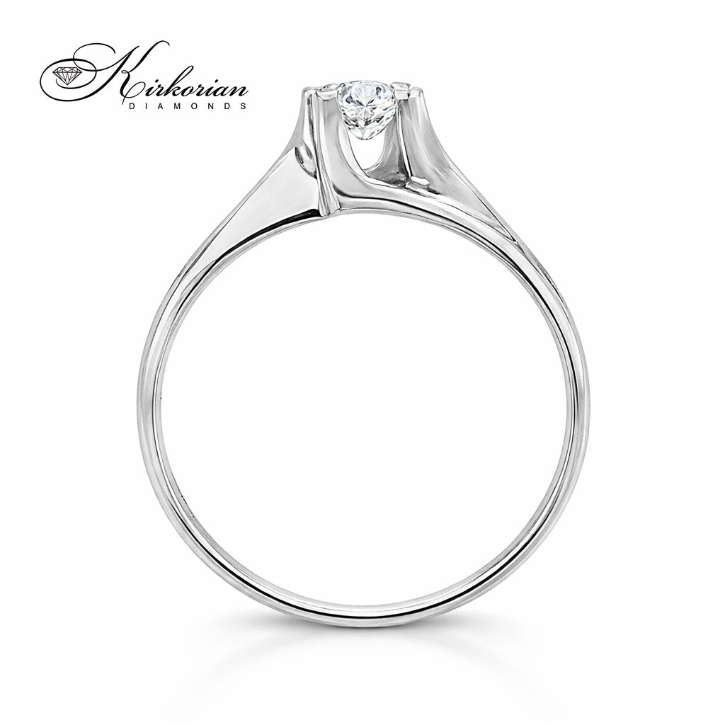 Годежен пръстен с диамант 0.17 ct VS2 от бяло или жълто злато 14К – модел с фин дизайн и KD сертификат