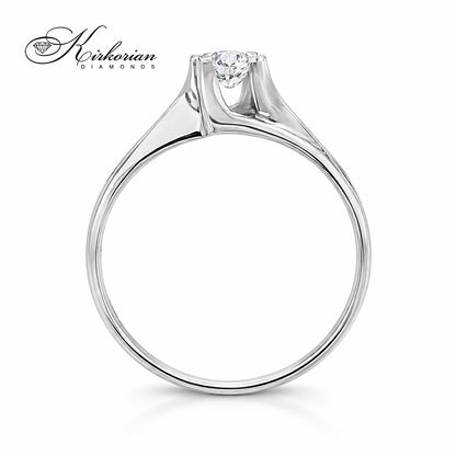 Годежен пръстен с диамант 0.17 ct VS2 от бяло или жълто злато 14К – модел с фин дизайн и KD сертификат