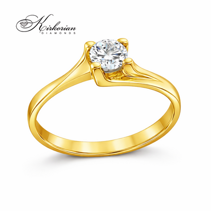 Годежен пръстен с диамант 0.17 ct VS2 от бяло или жълто злато 14К – модел с фин дизайн и KD сертификат