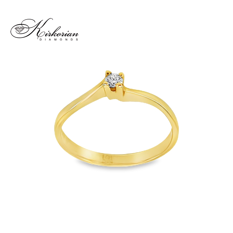 Годежен пръстен от жълто злато 14К с диамант 0.08 ct – елегантен модел с естествен блясък | Kirkorian Diamonds