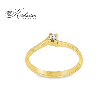 Годежен пръстен от жълто злато 14К с диамант 0.08 ct – елегантен модел с естествен блясък | Kirkorian Diamonds