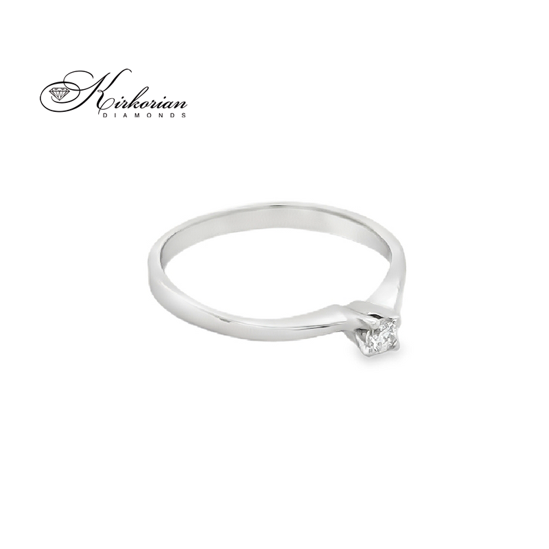 Годежен пръстен от бяло злато 14К с диамант 0.08 ct – класическа елегантност и вечен блясък | Kirkorian Diamonds