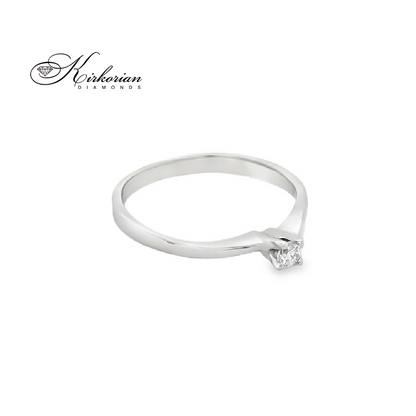 Годежен пръстен от бяло злато 14К с диамант 0.08 ct – класическа елегантност и вечен блясък | Kirkorian Diamonds