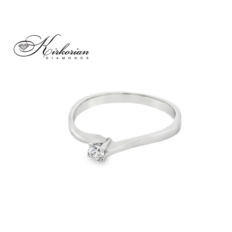 Годежен пръстен от бяло злато 14К с диамант 0.08 ct – класическа елегантност и вечен блясък | Kirkorian Diamonds