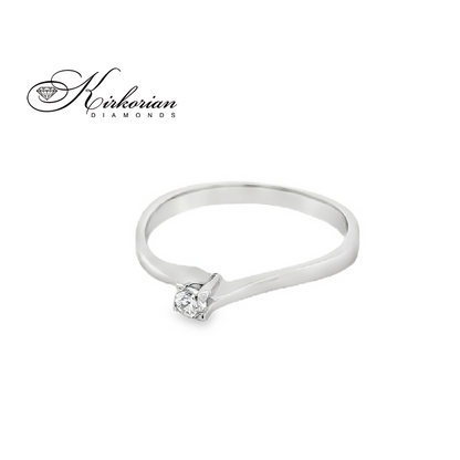Годежен пръстен от бяло злато 14К с диамант 0.08 ct – класическа елегантност и вечен блясък | Kirkorian Diamonds