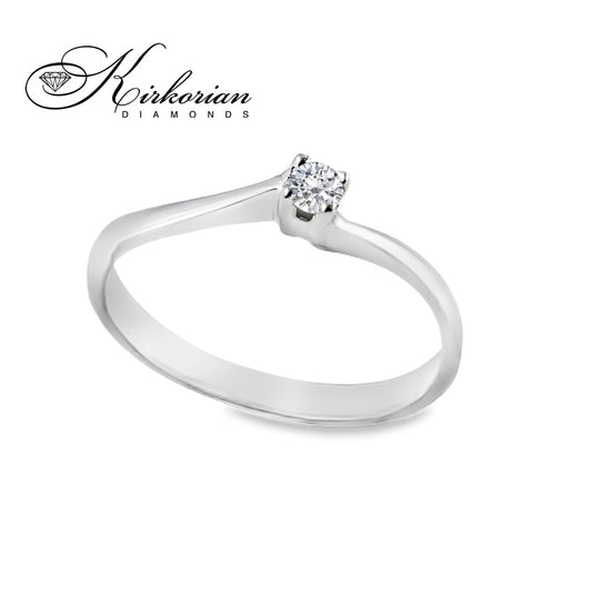 Годежен пръстен от бяло злато 14К с диамант 0.08 ct – класическа елегантност и вечен блясък | Kirkorian Diamonds