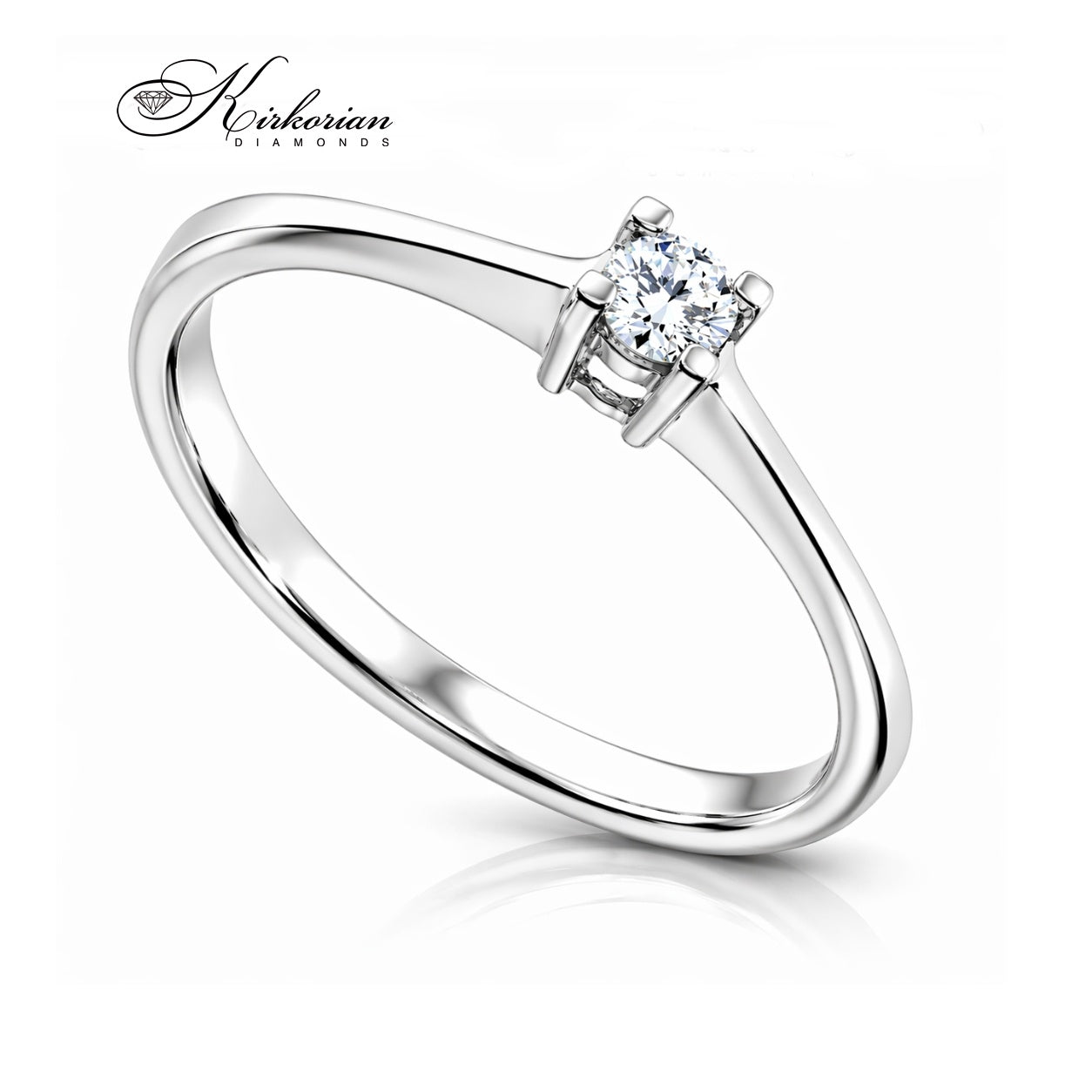 елегантен дамски пръстен с диамант 0.07 ct бяло злато 14 карата изчистен луксозен дизайн G367