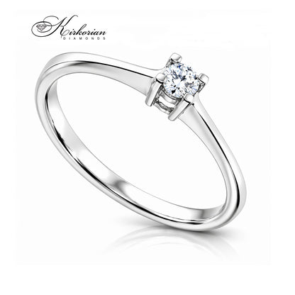 елегантен дамски пръстен с диамант 0.07 ct бяло злато 14 карата изчистен луксозен дизайн G367