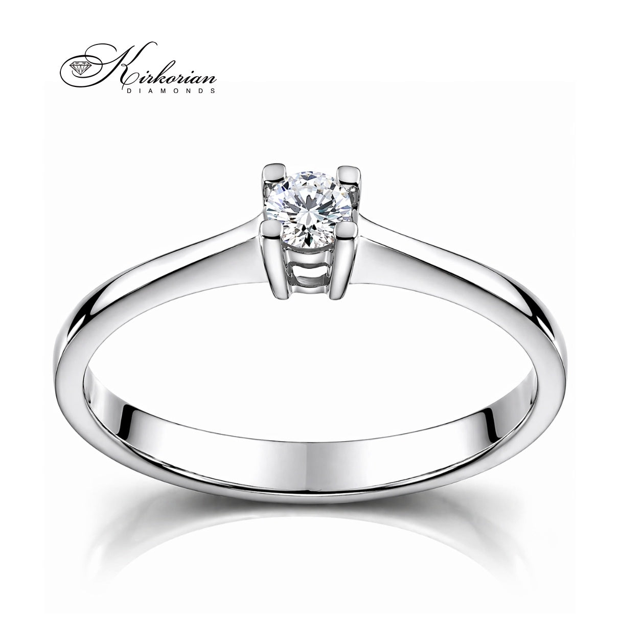 луксозен пръстен с диамант 0.07 ct бяло злато 14К изчистен стил естествен блясък Kirkorian Diamonds G367