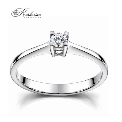 луксозен пръстен с диамант 0.07 ct бяло злато 14К изчистен стил естествен блясък Kirkorian Diamonds G367
