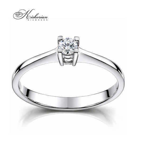 луксозен пръстен с диамант 0.07 ct бяло злато 14К изчистен стил естествен блясък Kirkorian Diamonds G367