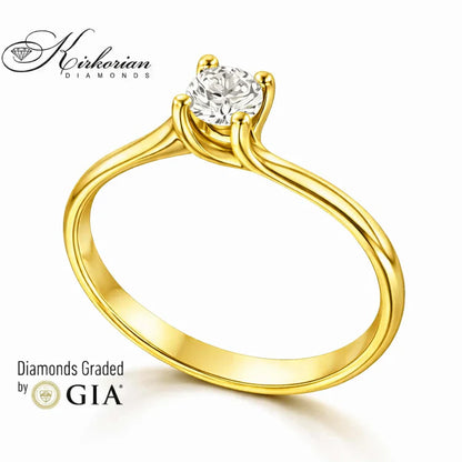 годежен пръстен с диамант 0.30 ct GIA жълто злато 14K класически солитер модел G368 Kirkorian Diamonds