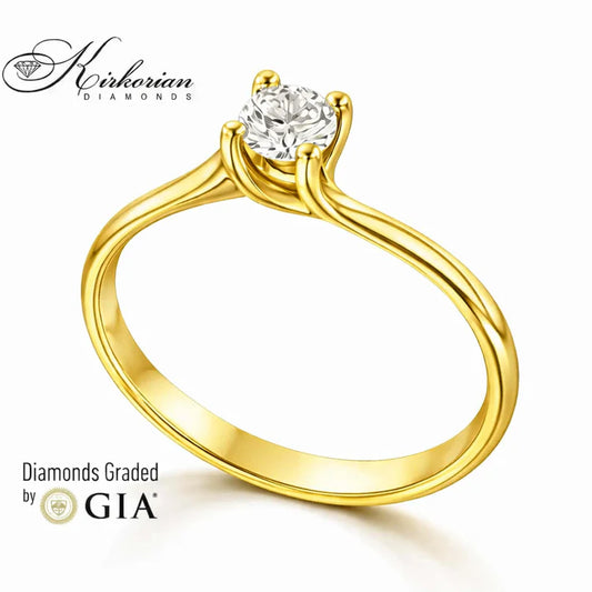 годежен пръстен с диамант 0.30 ct GIA жълто злато 14K класически солитер модел G368 Kirkorian Diamonds