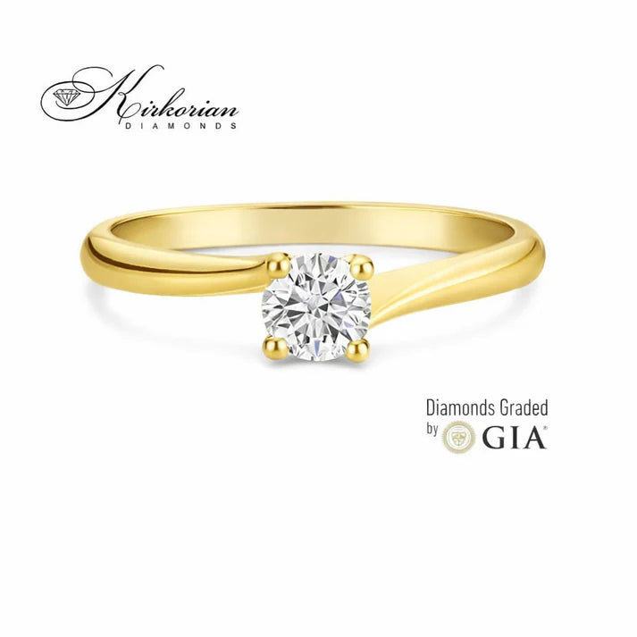 луксозен годежен пръстен жълто злато 14K с диамант 0.30 ct GIA сертифициран модел G368