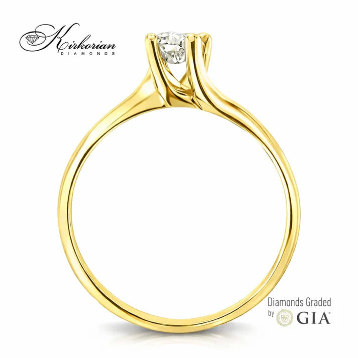 класически диамантен годежен пръстен 0.30 ct GIA жълто злато 14K модел G368