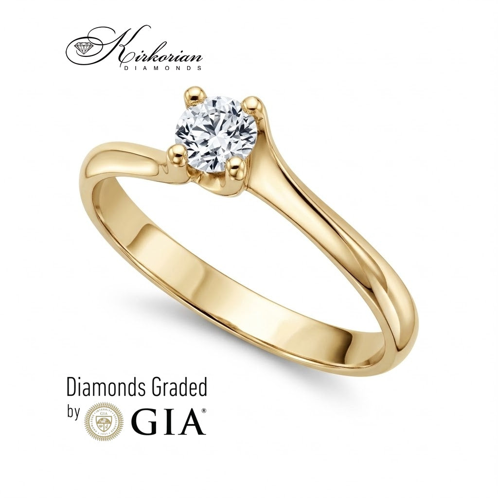 Преден изглед на годежен пръстен G368 с естествен диамант 0.30 ct GIA