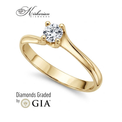 Преден изглед на годежен пръстен G368 с естествен диамант 0.30 ct GIA