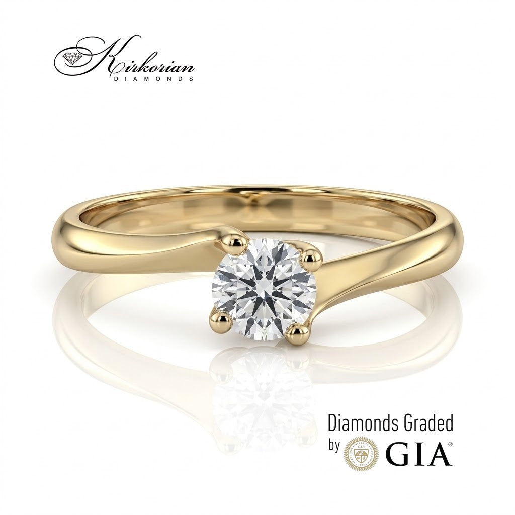 Годежен пръстен G368 от жълто злато 14К с естествен диамант 0.30 ct F VS2 GIA