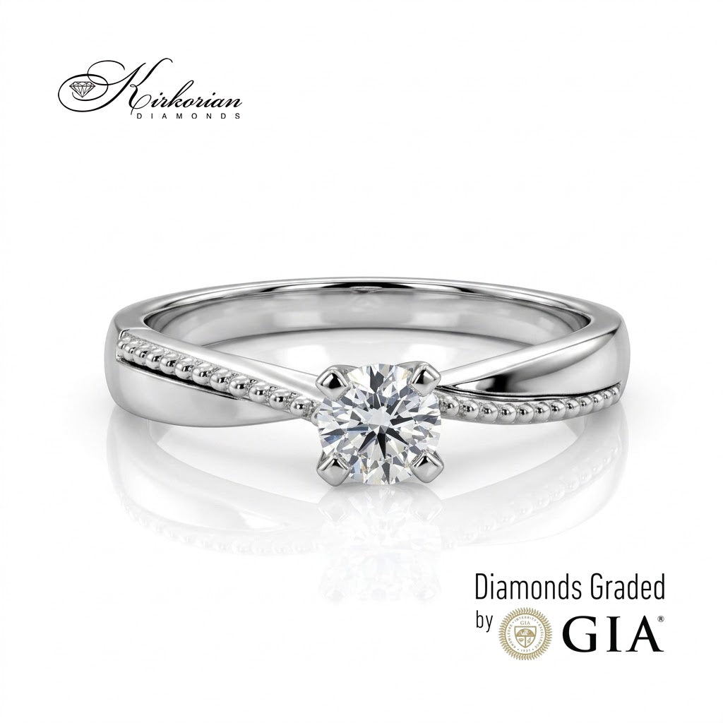 Солитер G372 от бяло злато с естествен кръгъл диамант 0.30 ct и сертификат GIA
