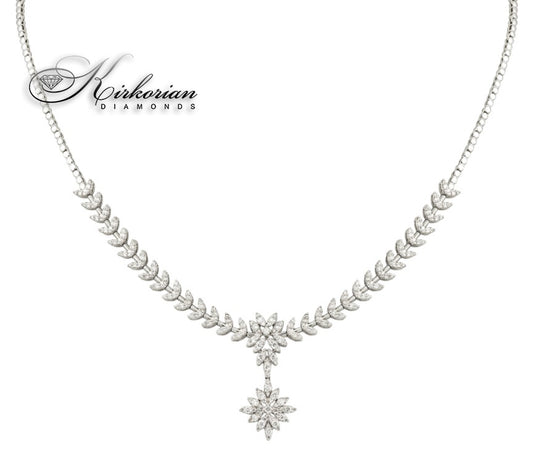 Колие от бяло злато 18k с диаманти 1.65ct – луксозен флорален модел IT12