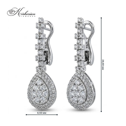 Обеци от бяло злато 18К с диаманти 0.74 ct модел IT2 Kirkorian Diamonds – размер 26.60 мм височина и 8.50 мм ширина
