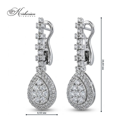 Обеци от бяло злато 18К с диаманти 0.74 ct модел IT2 Kirkorian Diamonds – размер 26.60 мм височина и 8.50 мм ширина