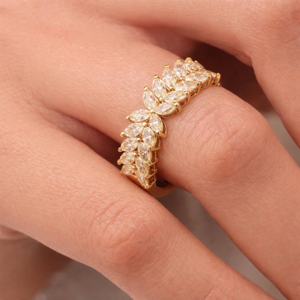 Пръстен от Жълто Злато 18К с YELLOW FANCY Marquise Диаманти - 1.13 Карата (Код: IT27)