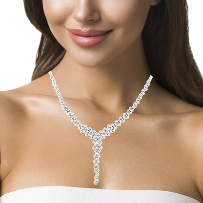 Луксозно колие от бяло злато 18k с диаманти 2.49ct – модел IT32 с изящна Y-форма