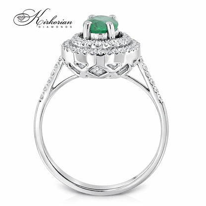 пръстен бяло злато със смарагд и диаманти 0.29ct