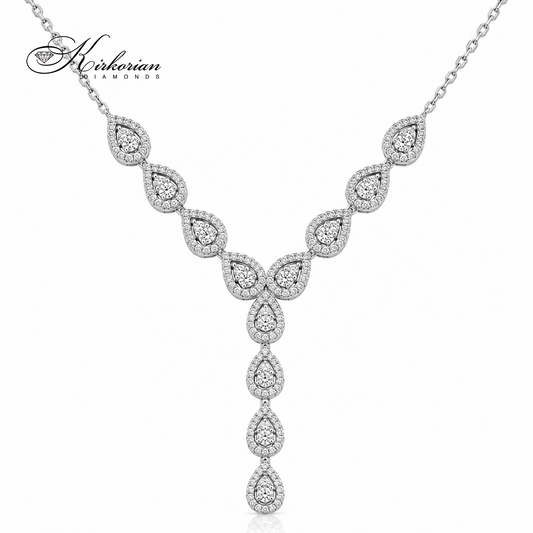 Луксозно колие от бяло злато 18K с естествени диаманти 0.93 ct – елегантен Y дизайн модел IT6 от Kirkorian Diamonds