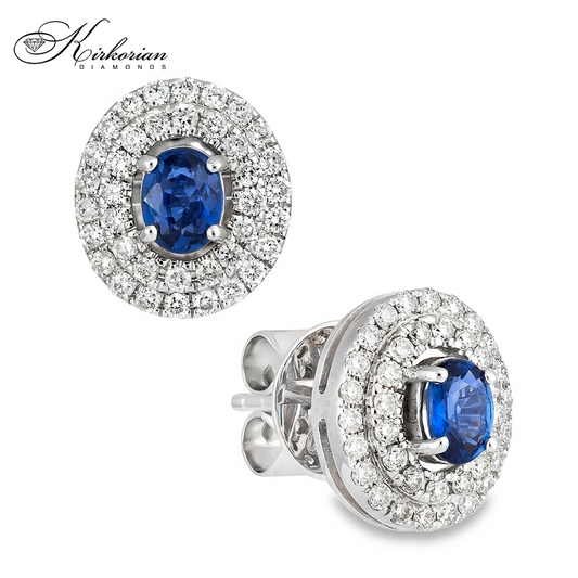 Обеци бяло злато 18к със сапфири 0.71 ct и диаманти 0.46 ct – Код IT8
