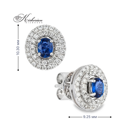 Обеци бяло злато 18к със сапфири 0.71 ct и диаманти 0.46 ct – Код IT8