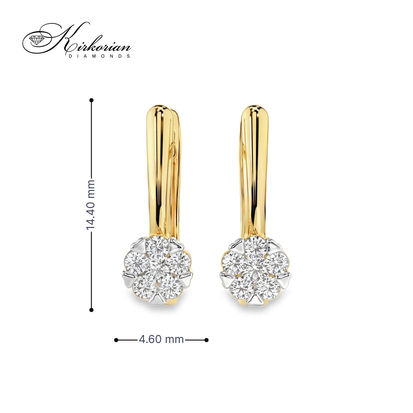 Обеци жълто злато 14к с диаманти 0.26 ct – Английско закопчаване, Код K10015