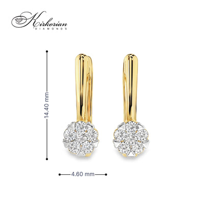Обеци жълто злато 14к с диаманти 0.26 ct – Английско закопчаване, Код K10015