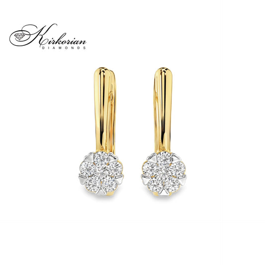 Обеци жълто злато 14к с диаманти 0.26 ct – Английско закопчаване, Код K10015