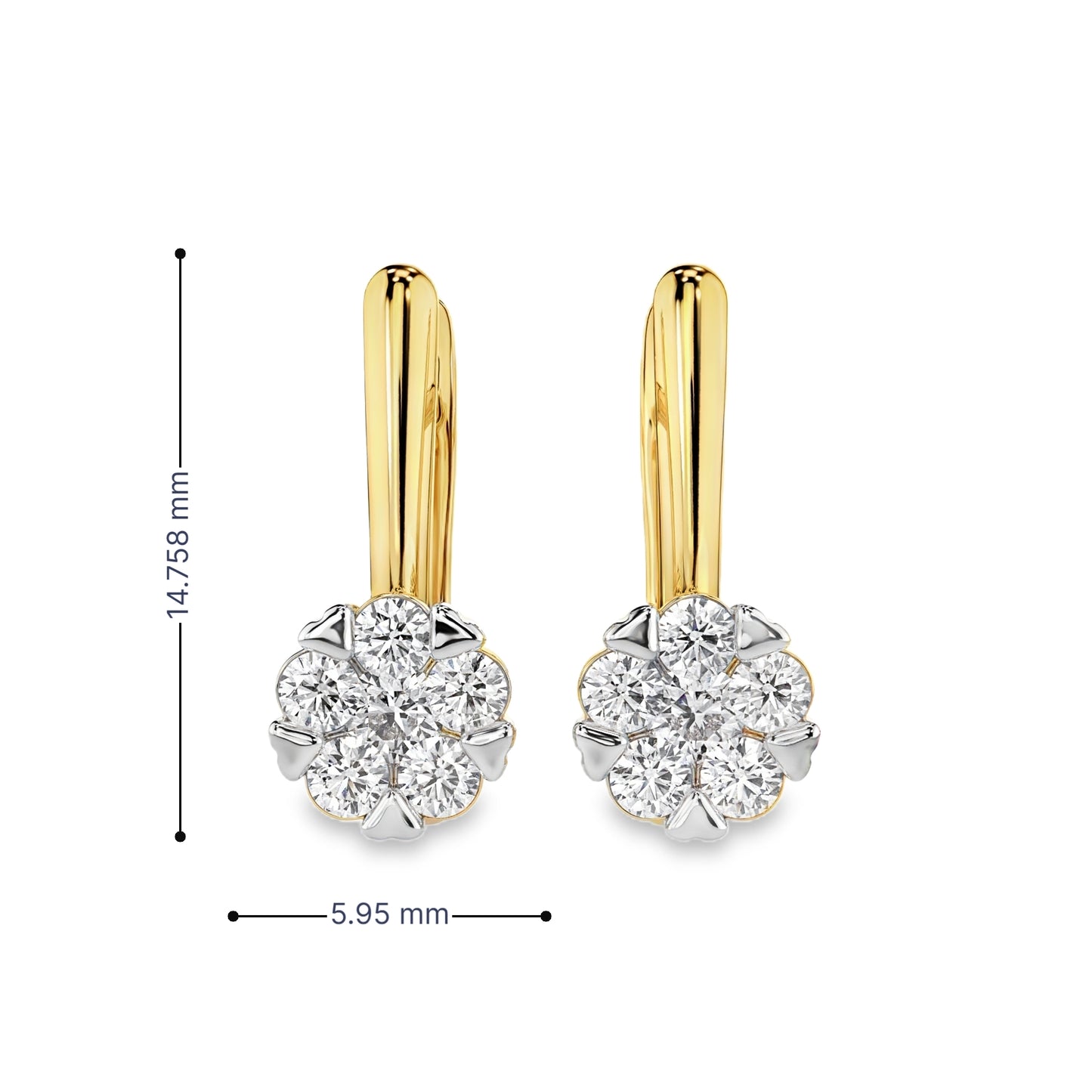Обеци с английско закопчаване и диаманти 0.42ct | 14K жълто злато