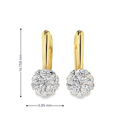 Обеци с английско закопчаване и диаманти 0.42ct | 14K жълто злато