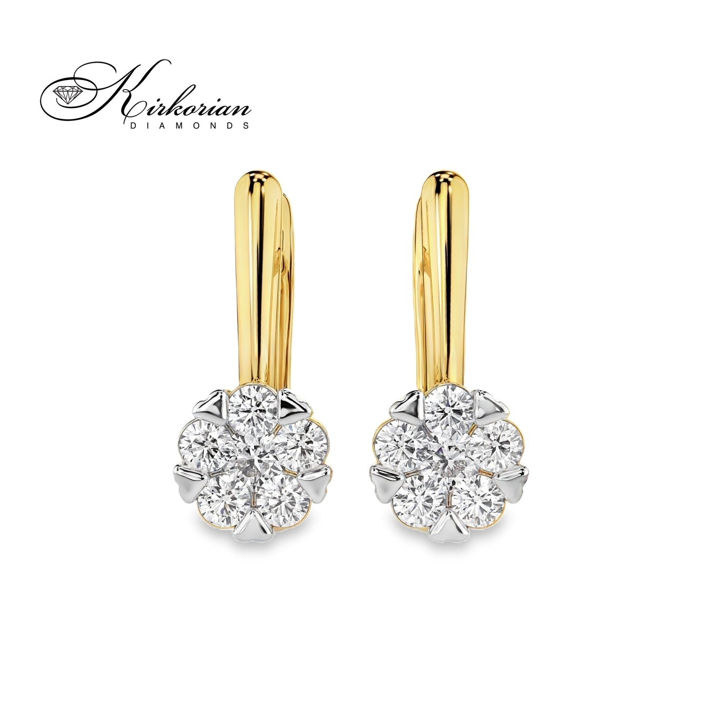 Обеци с английско закопчаване и диаманти 0.42ct | 14K жълто злато